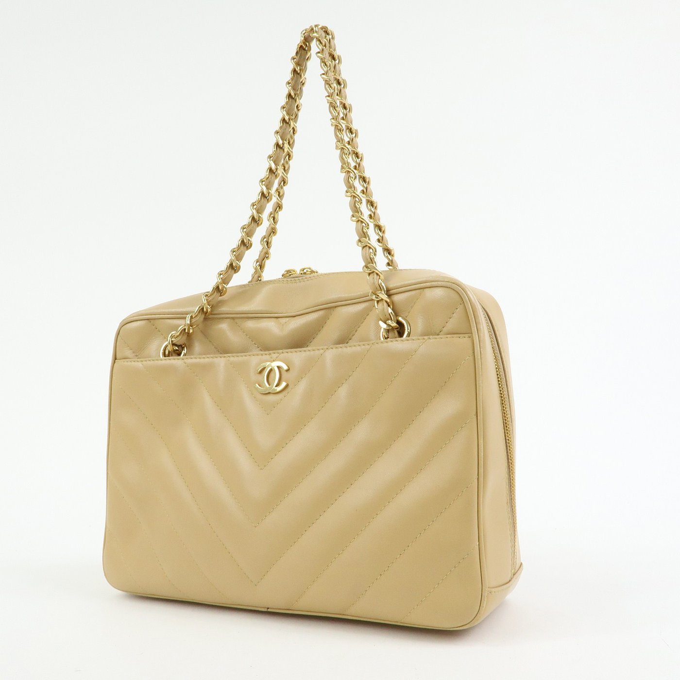 Chanel Vintage Pocket Camera Chevron Lambskin Large
