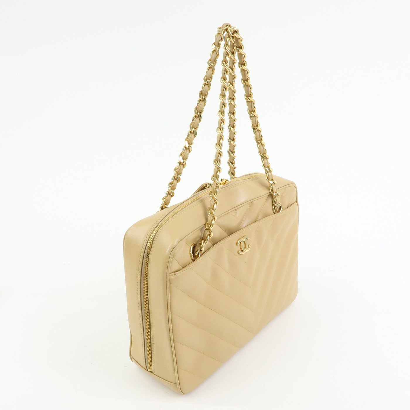Chanel Vintage Pocket Camera Chevron Lambskin Large