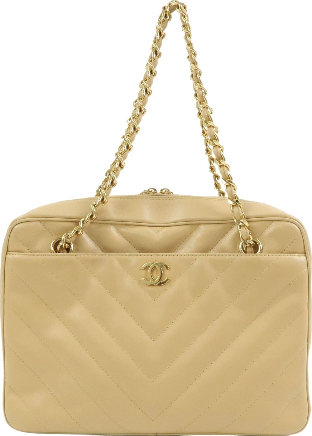Chanel Vintage Pocket Camera Chevron Lambskin Large