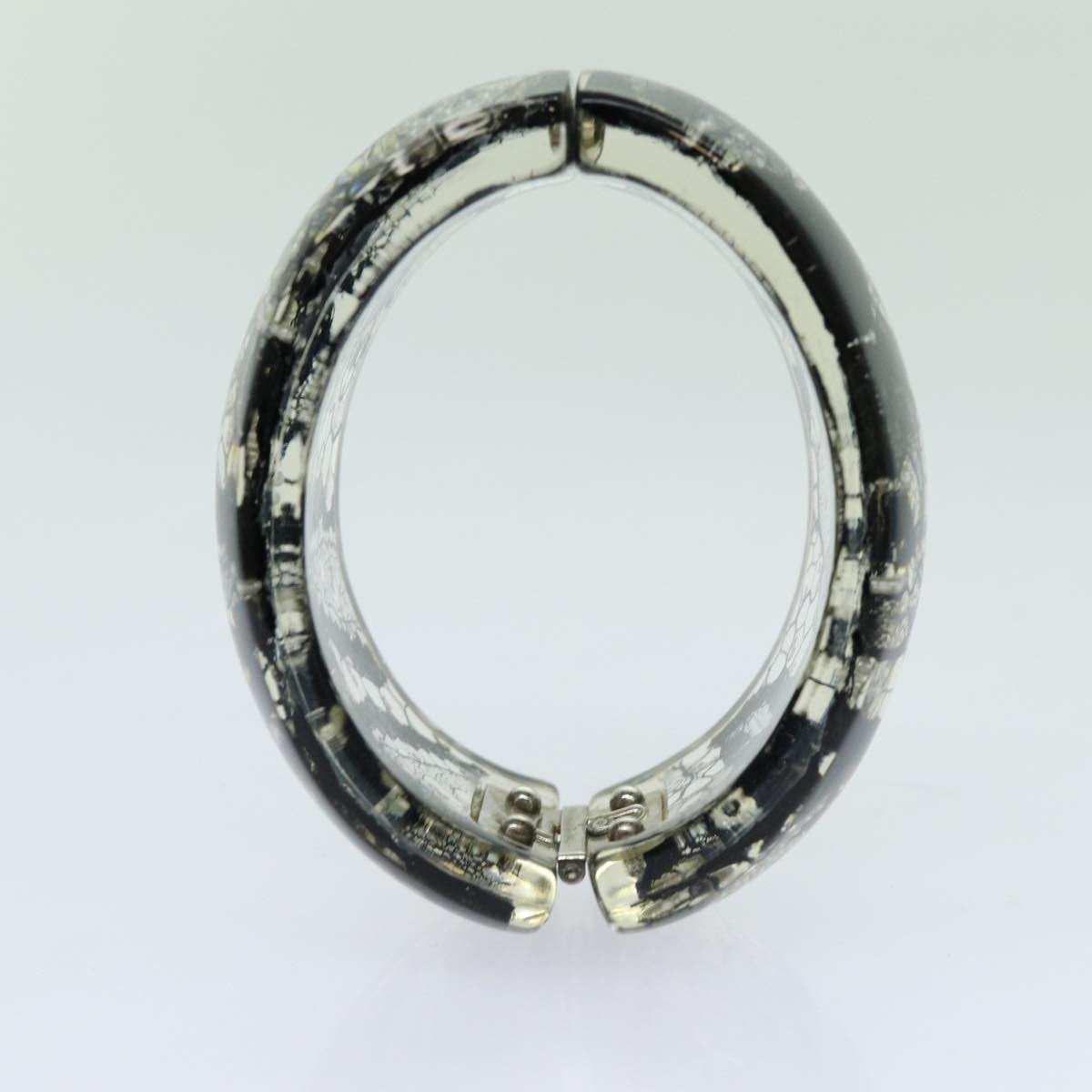 Chanel CC Hinged Bangle Resin with Lace and Faux Pearls