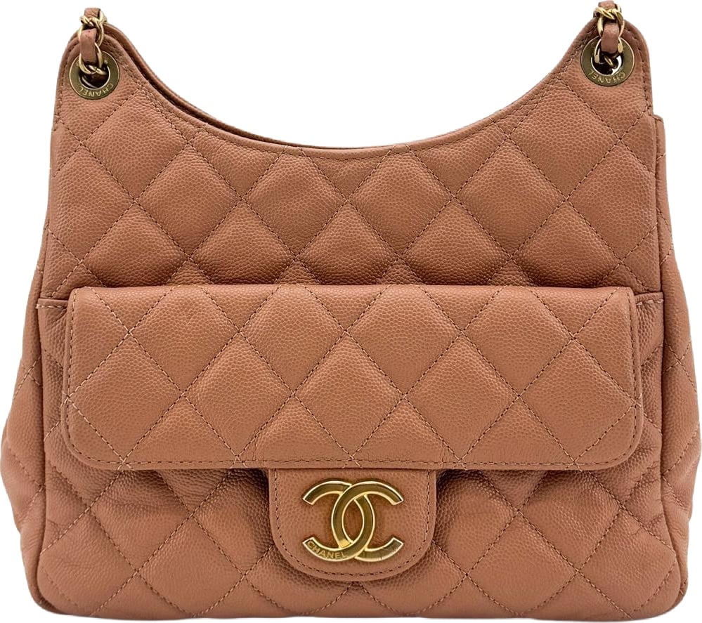Chanel Wavy CC Hobo Quilted Caviar Small