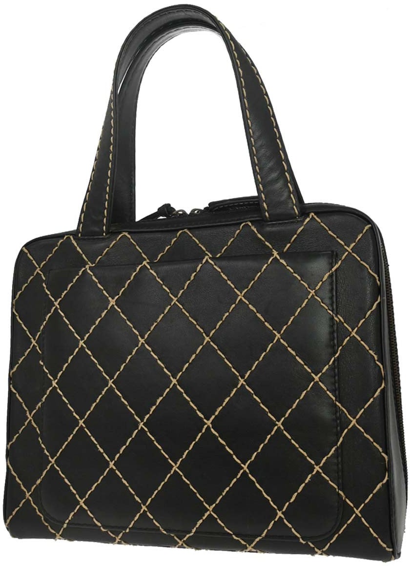 Chanel Surpique Zip Around Satchel Quilted Leather Large