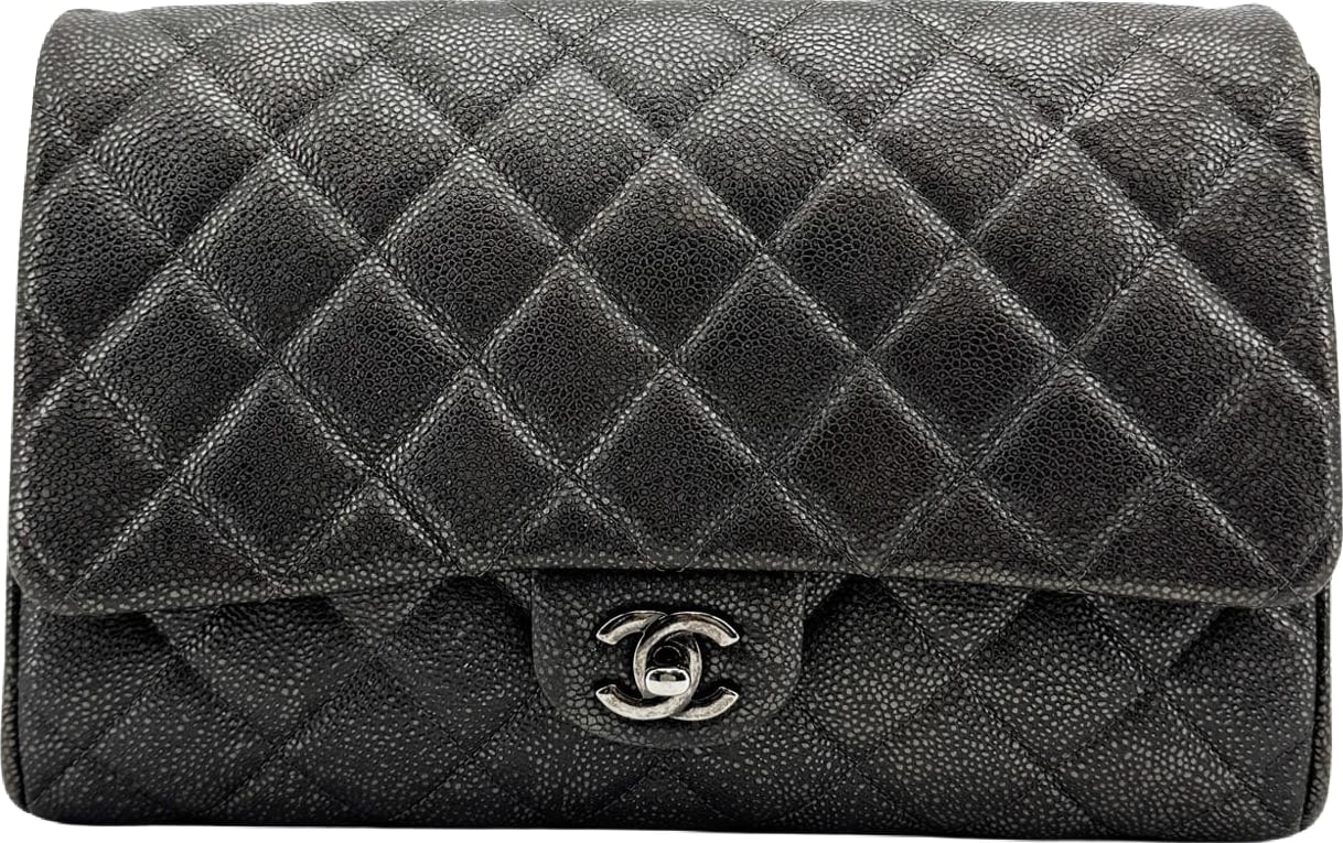 Chanel Vintage Classic Single Flap Quilted Caviar Medium