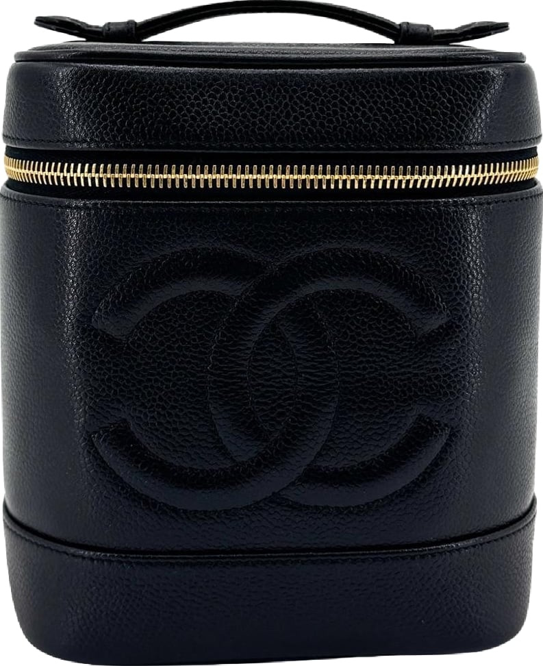 Chanel Vintage Timeless Cosmetic Case Caviar Tall