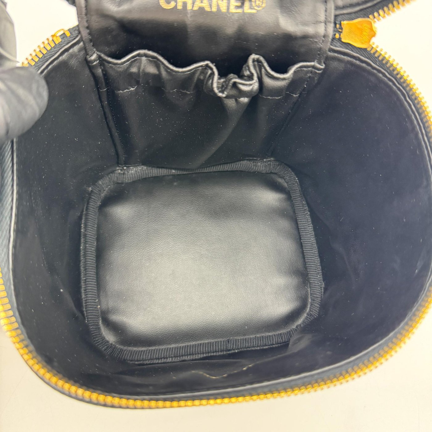 Chanel Vintage Timeless Cosmetic Case Caviar Tall