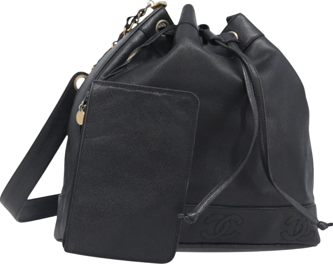 Chanel Vintage CC Drawstring Bucket Caviar Medium