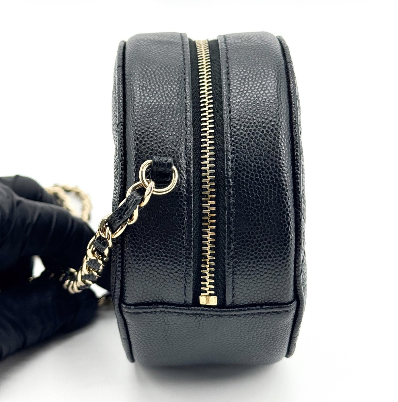 Chanel Round Chain Quilted Caviar Small