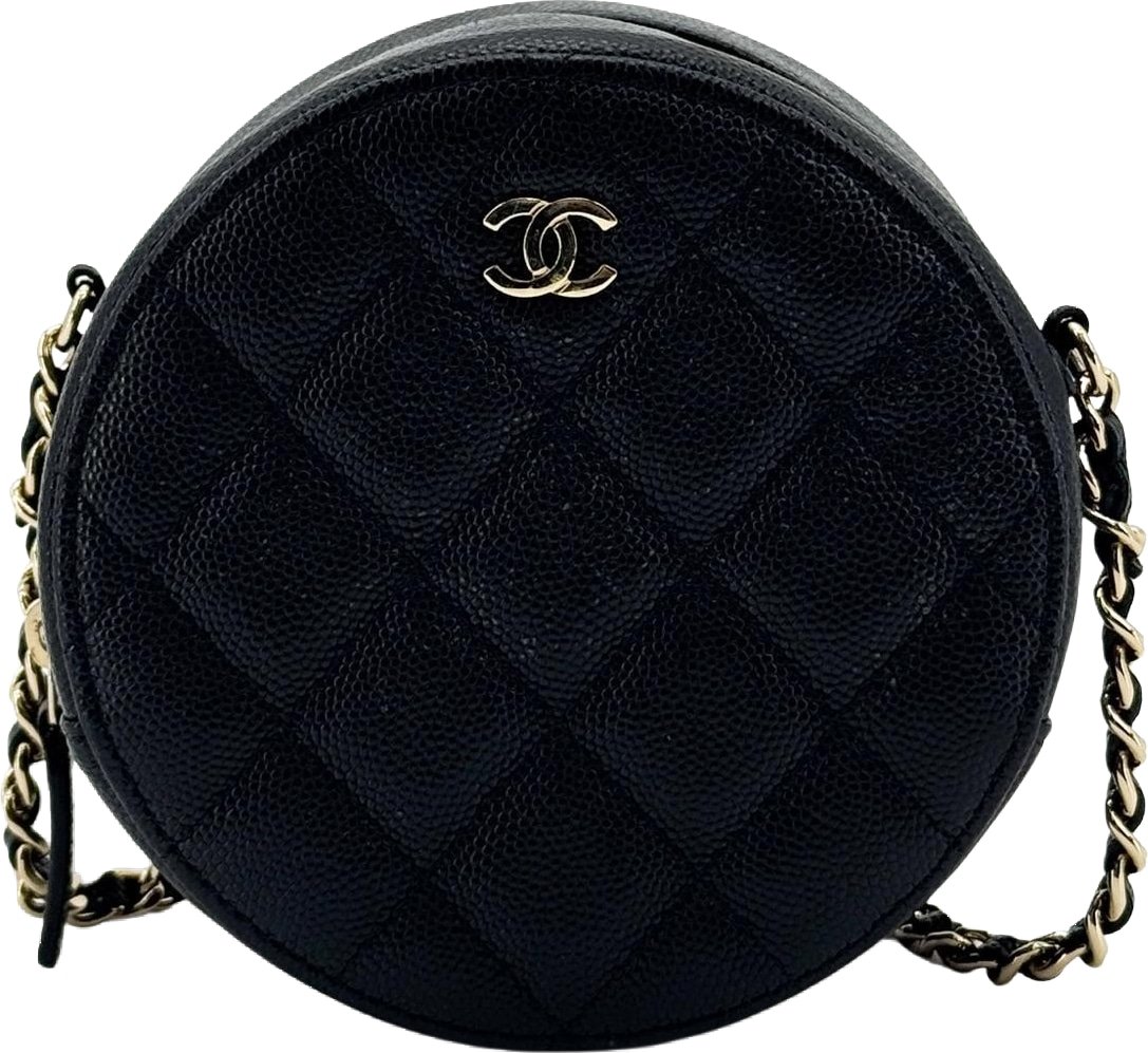 Chanel Round Chain Quilted Caviar Small