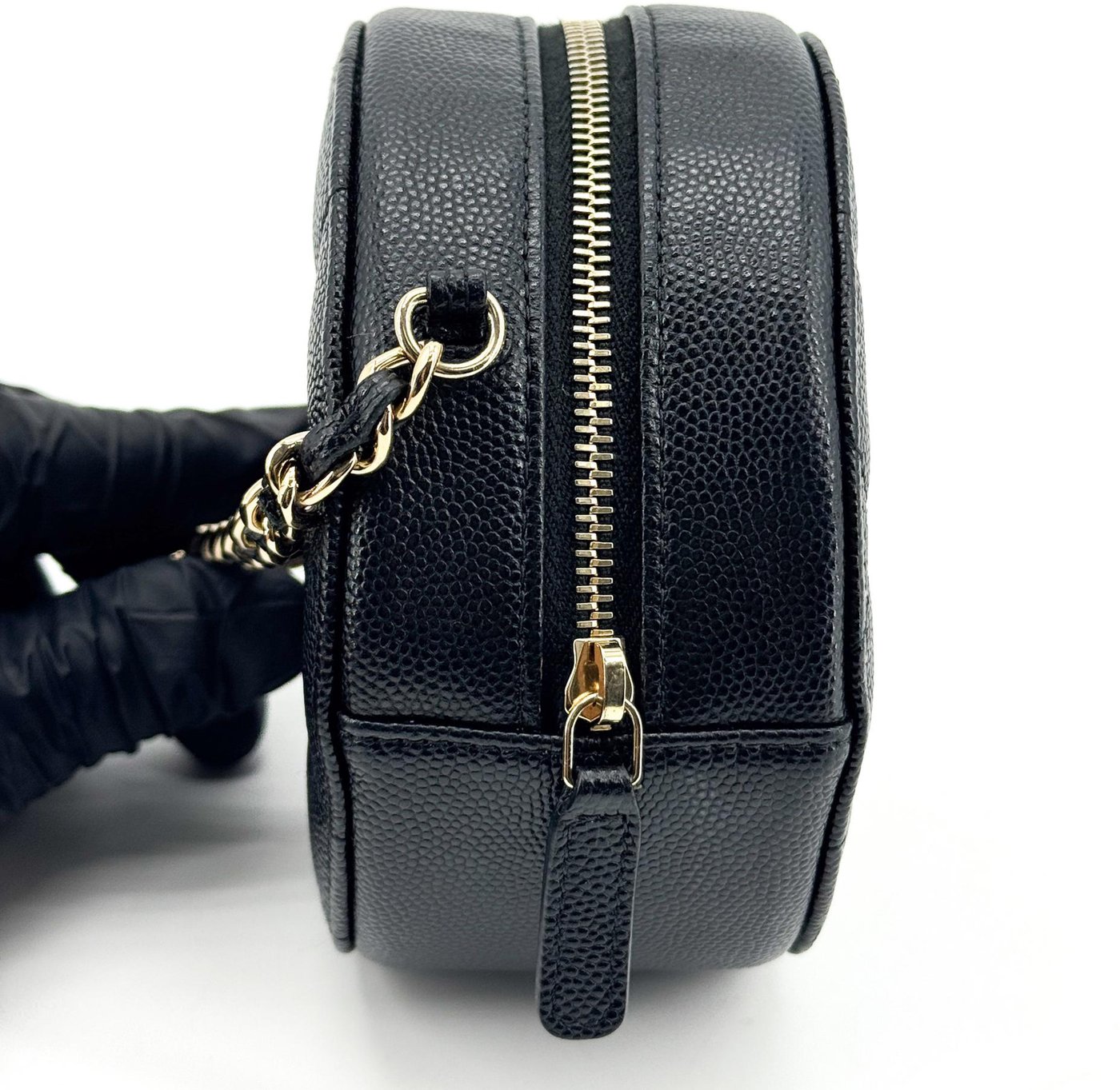 Chanel Round Chain Quilted Caviar Small