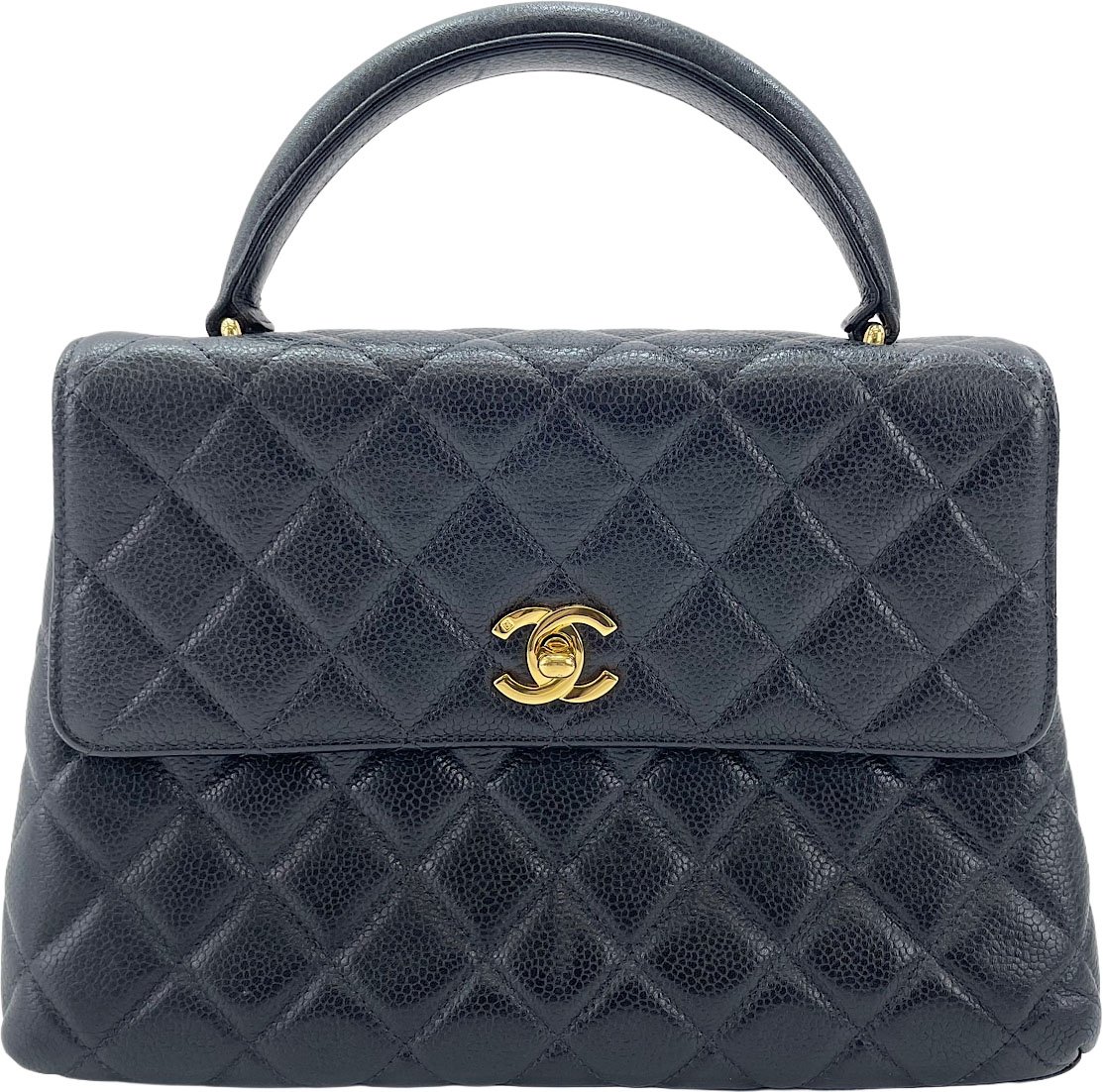 Chanel Vintage Two-Tone Kelly Top Handle Quilted Caviar Jumbo