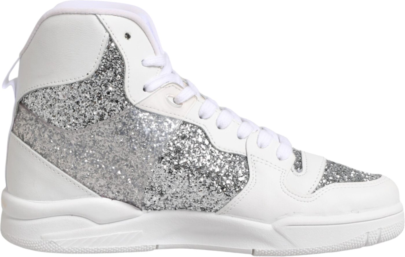 Chiara Ferragni White Silver High Top Women Sneakers Shoes