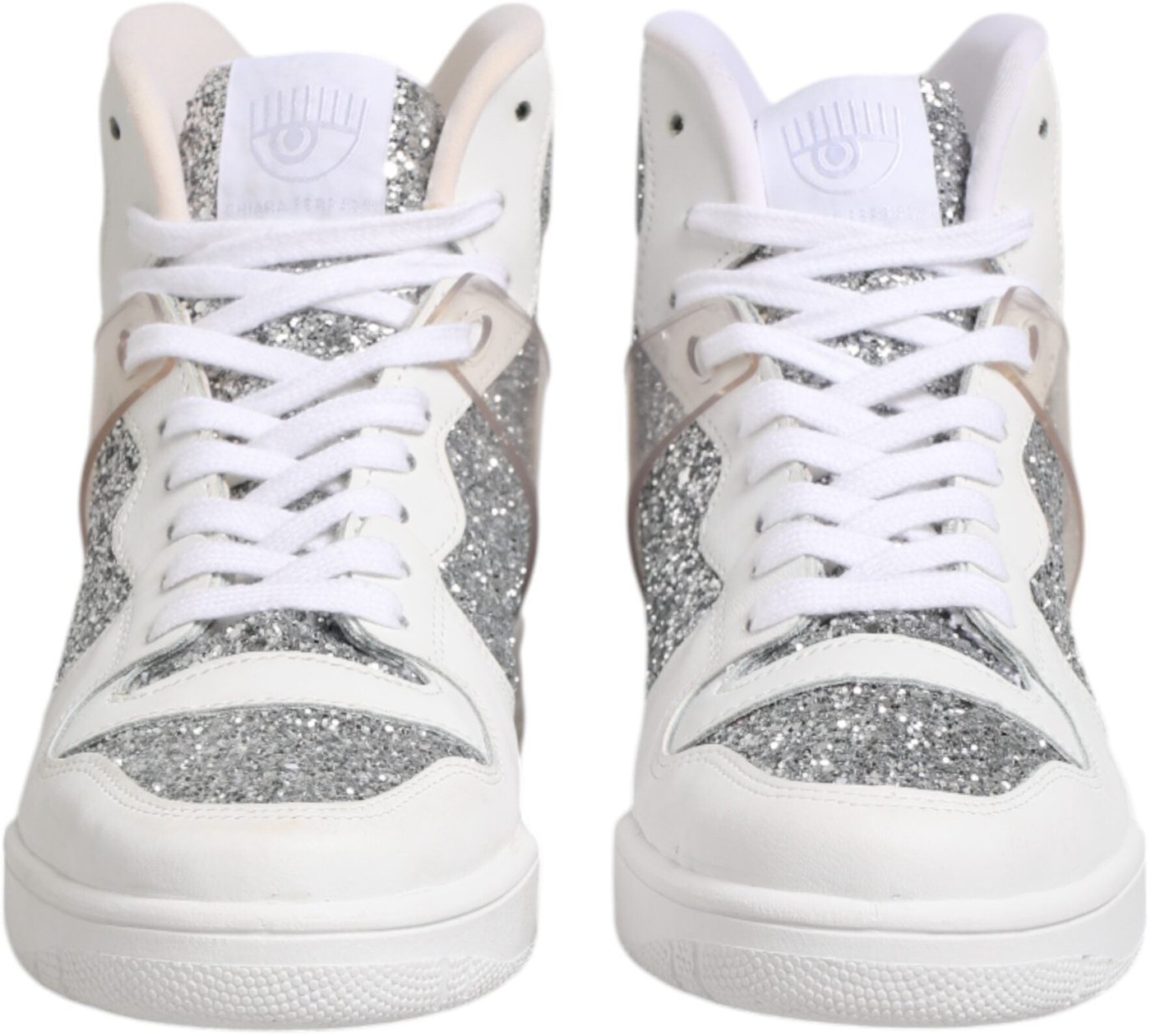 Chiara Ferragni White Silver High Top Women Sneakers Shoes