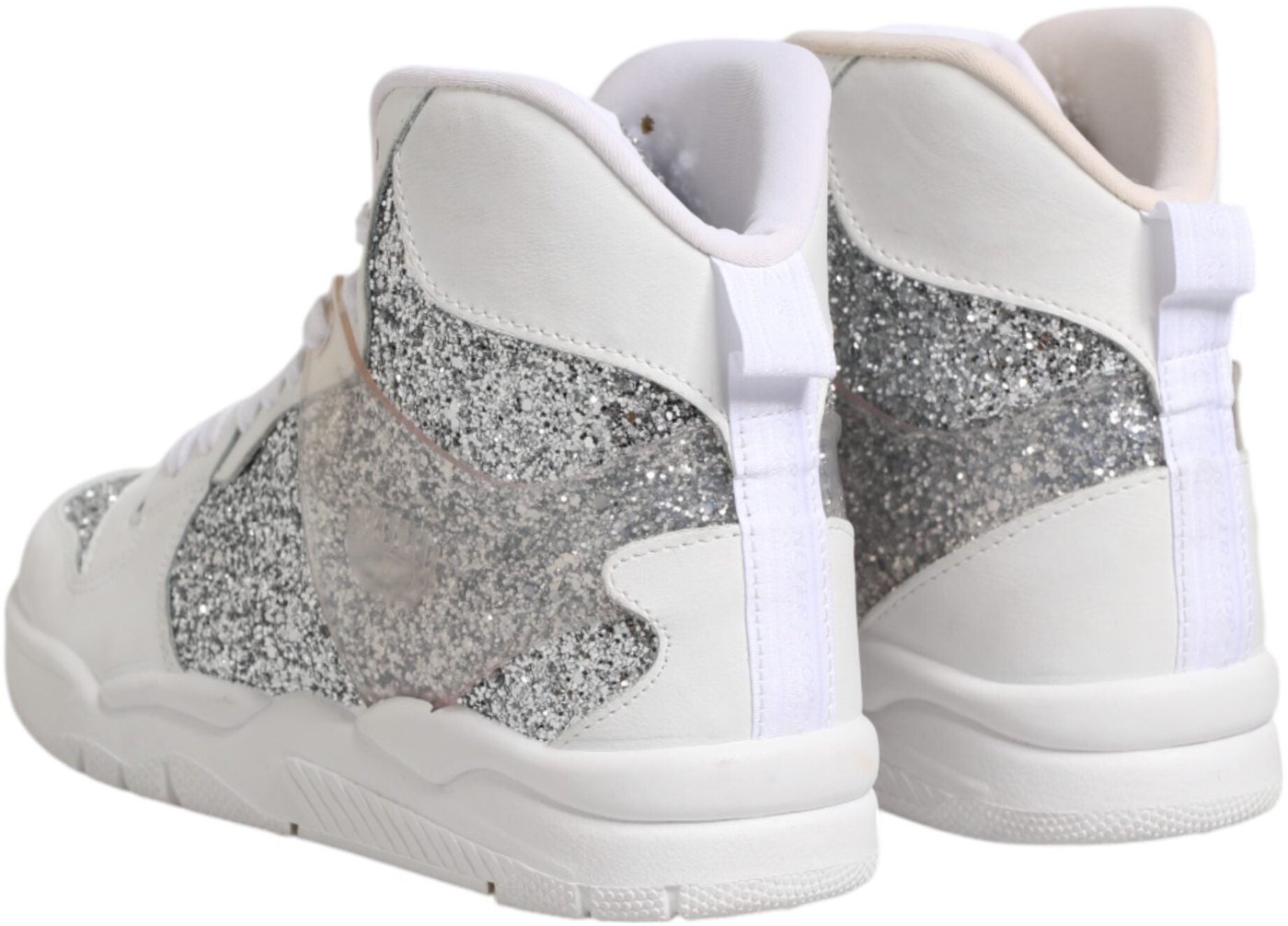 Chiara Ferragni White Silver High Top Women Sneakers Shoes