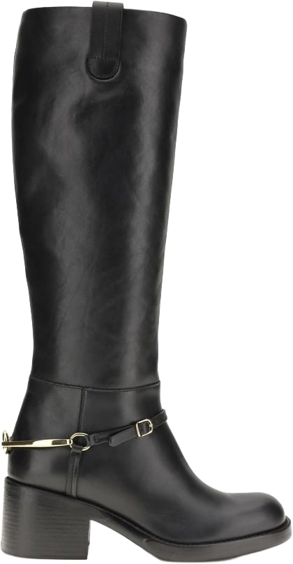 Chloé Black Calf Leather Bos Taurus Lace-Up Boots
