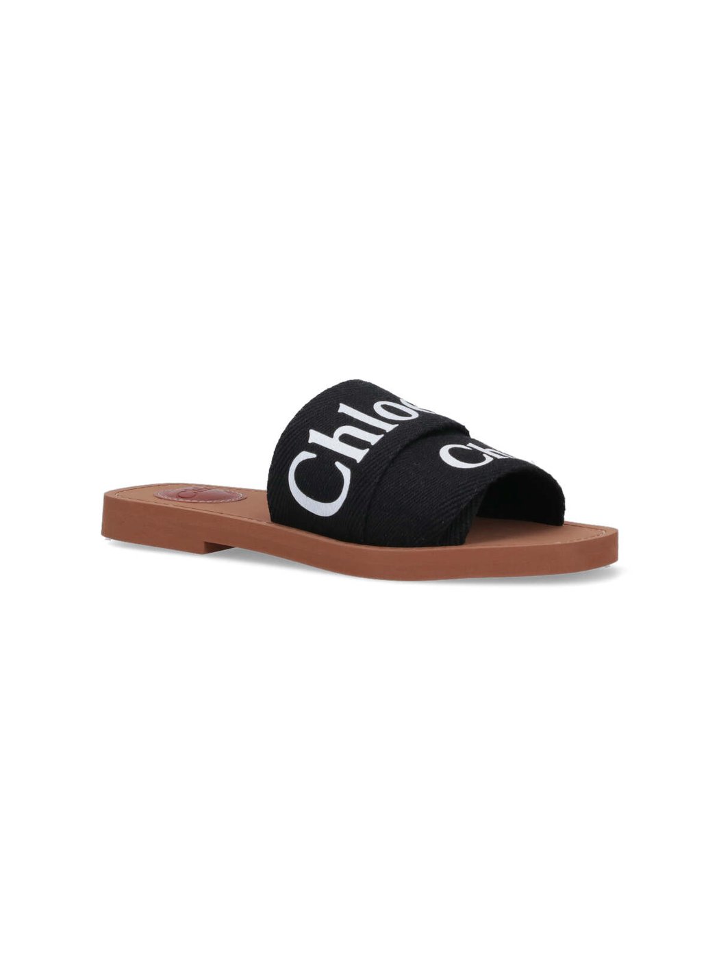 Woody Flat Logo Print Slide Sandals