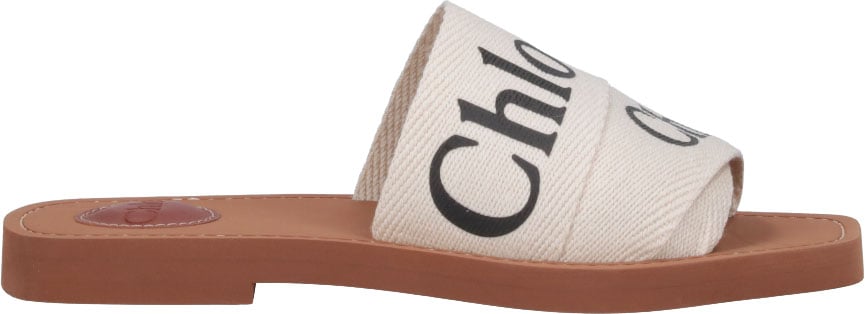 White Woody Embroidered Linen Sandal