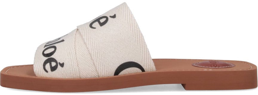 White Woody Embroidered Linen Sandal
