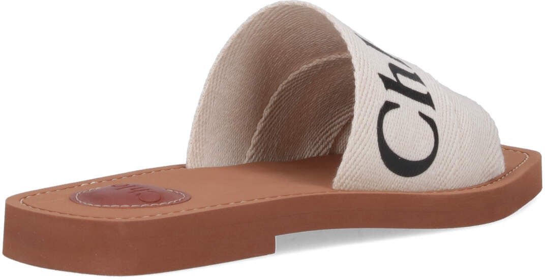 White Woody Embroidered Linen Sandal