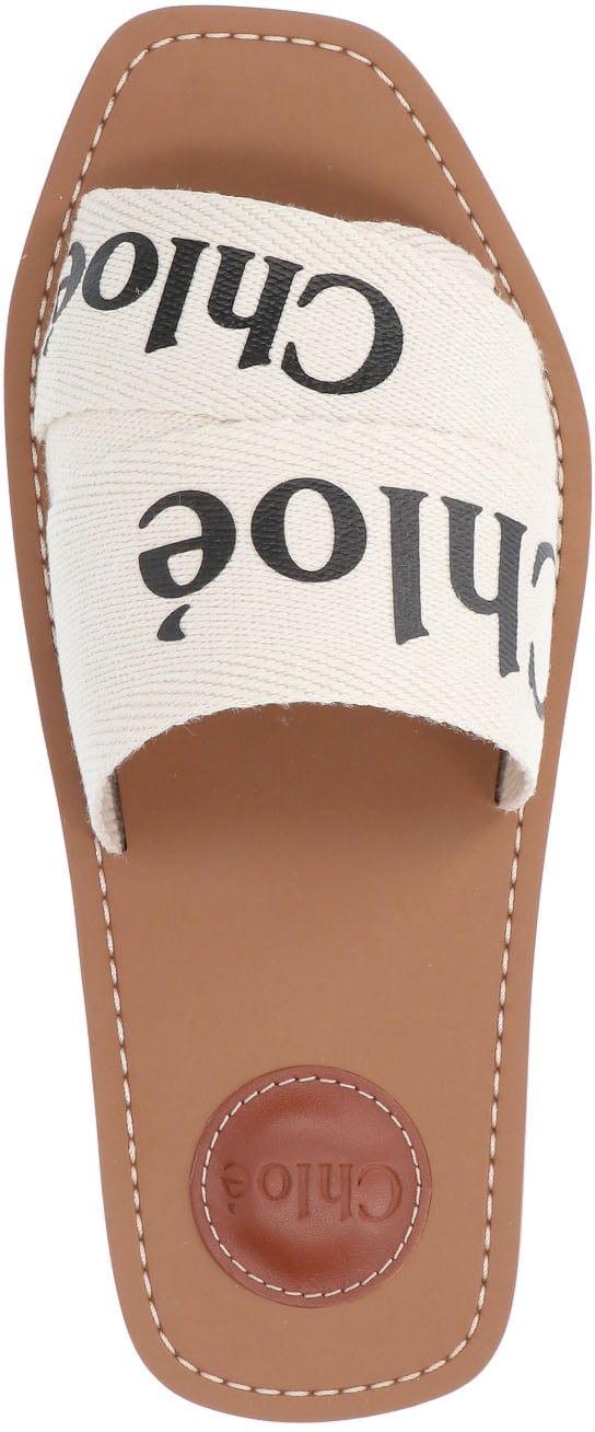 White Woody Embroidered Linen Sandal