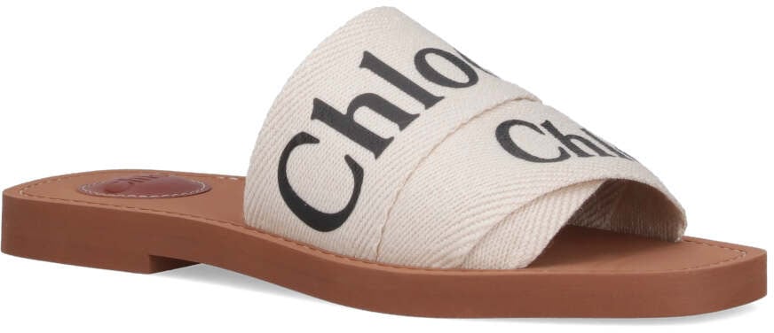 White Woody Embroidered Linen Sandal