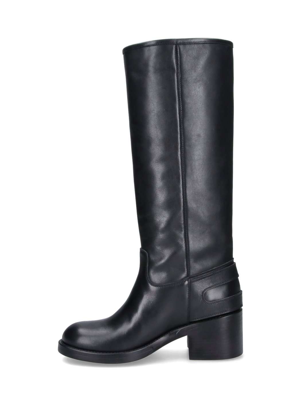 Mid-Calf Black Leather Boots