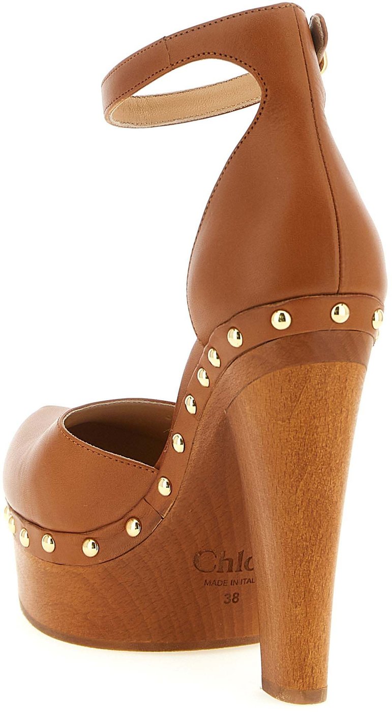Chloé Brown Lamb Leather High Heel Pumps