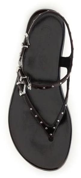 Chloé Black Calf Leather Bos Taurus Flat Sandals