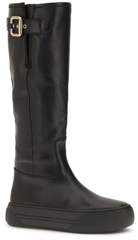 Chloé Black Calf Leather Bos Taurus Flat Boots