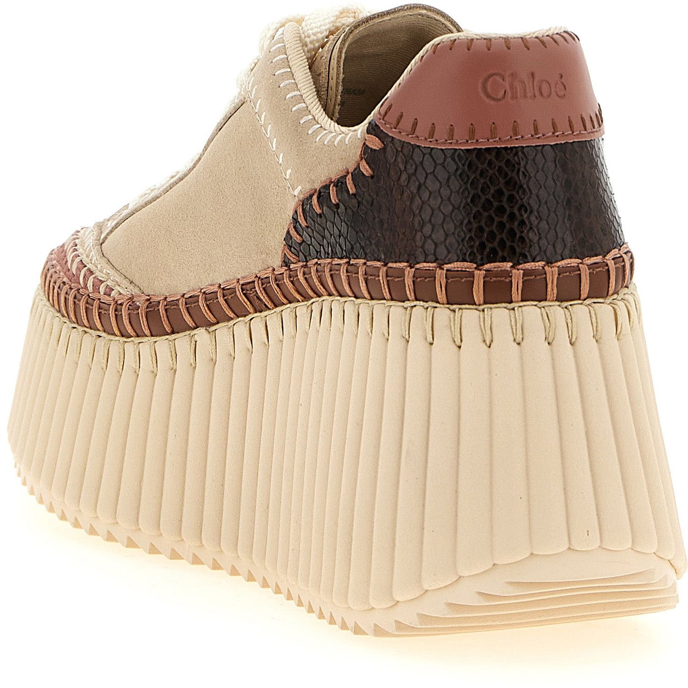 Chloé Beige Polyester Wedge Sandals