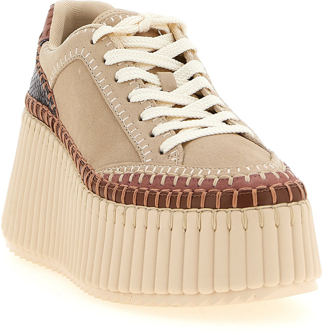 Chloé Beige Polyester Wedge Sandals