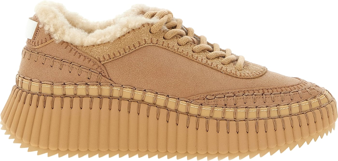 Chloé Beige Lambskin Chunky Sneakers