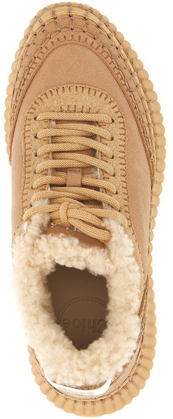 Chloé Beige Lambskin Chunky Sneakers