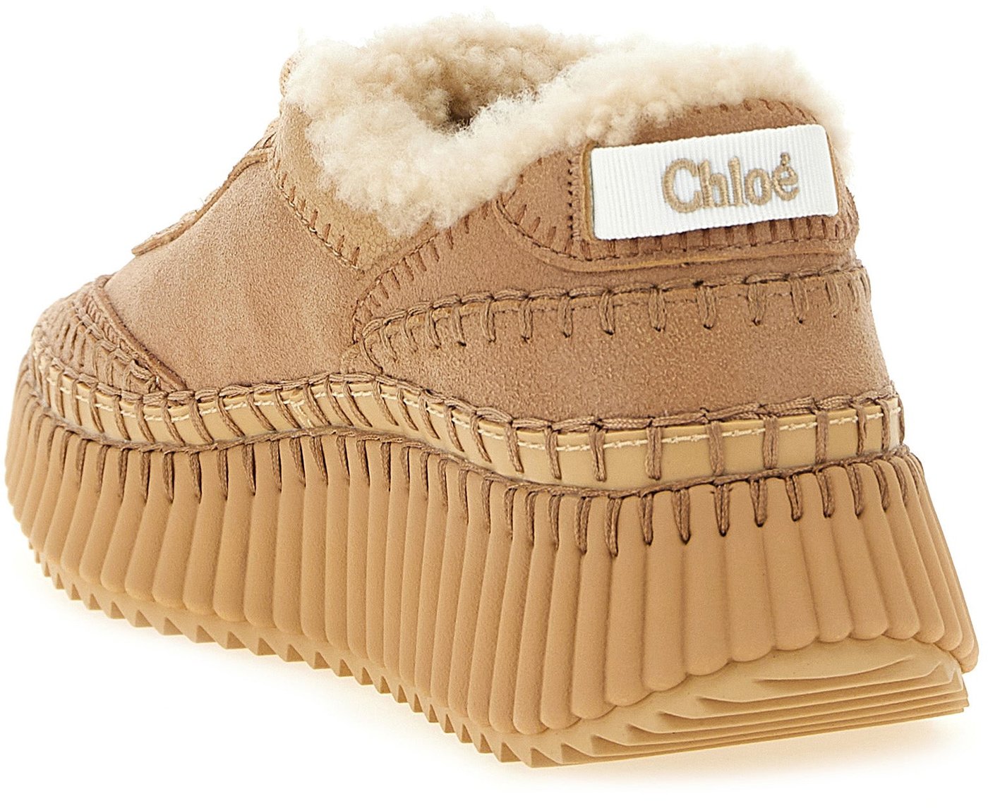 Chloé Beige Lambskin Chunky Sneakers