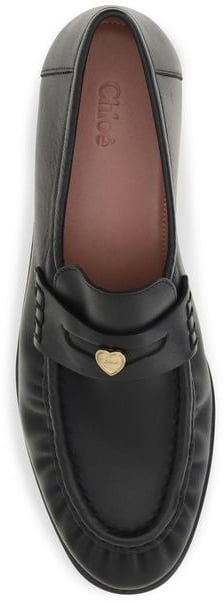 Chloé Black Calf Leather Bos Taurus Slip-On Loafers