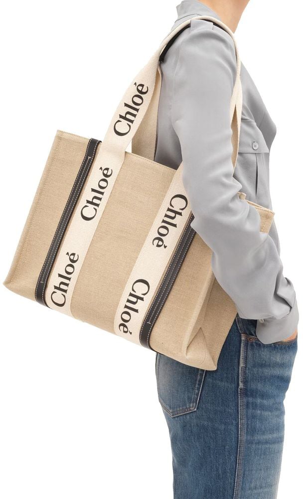 Chloé Beige Linen Tote Bag