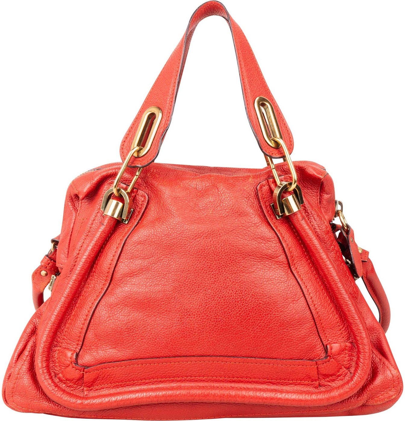 Chloé Red Grained Leather Paraty Shoulder Handbag