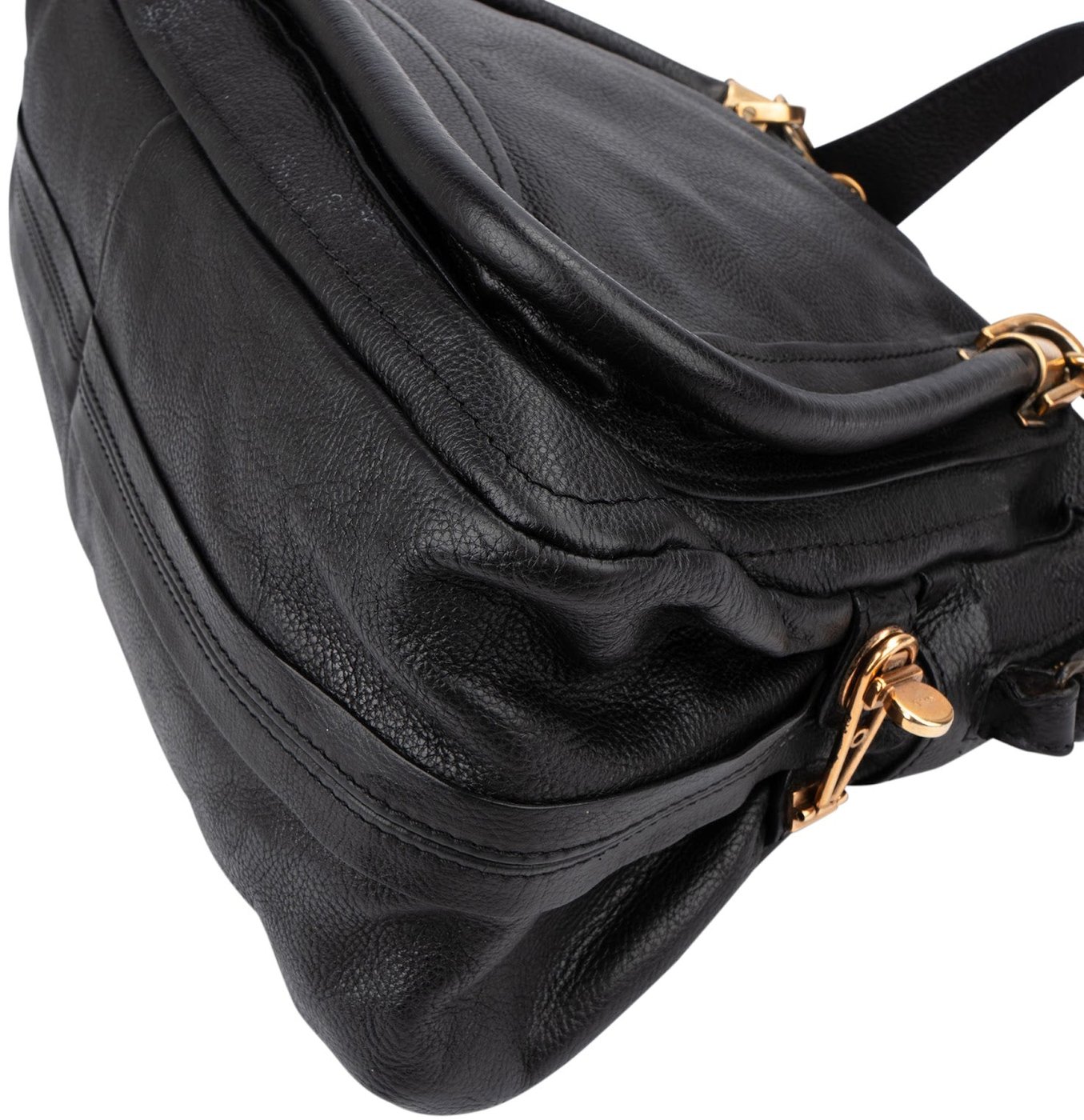Chloé Black Leather Paraty Shoulder Handbag