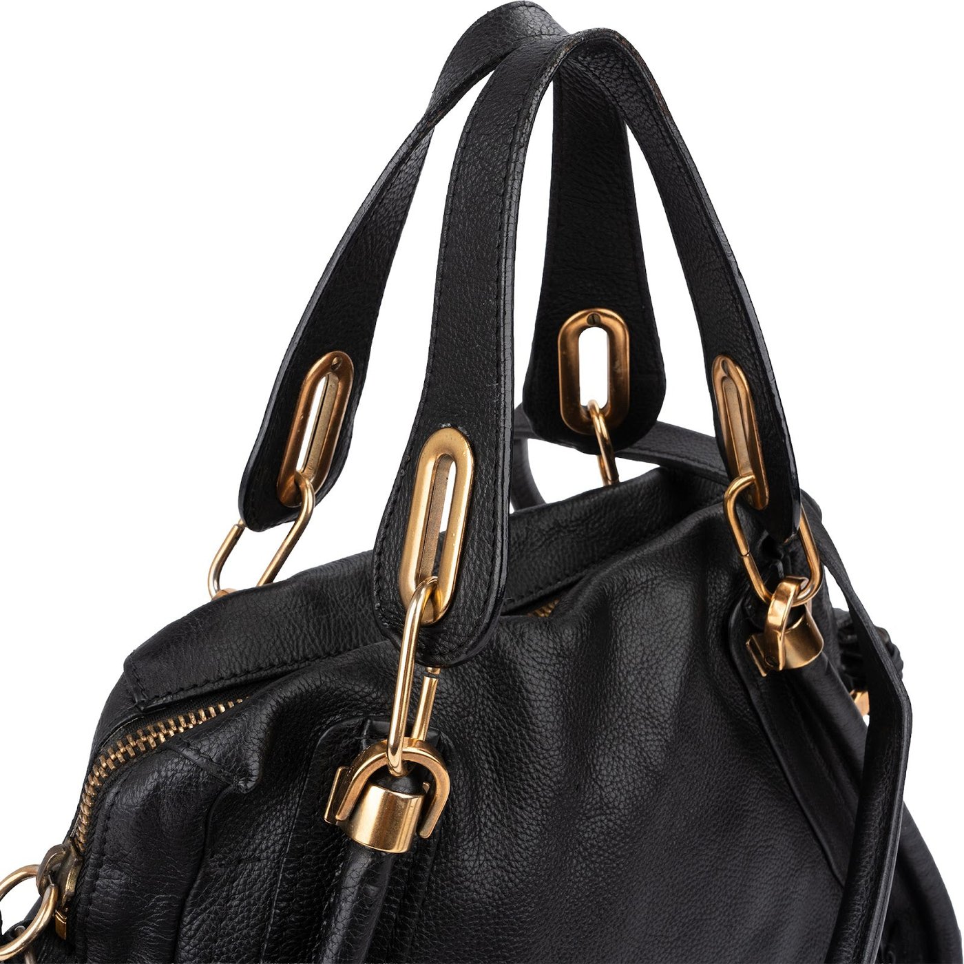 Chloé Black Leather Paraty Shoulder Handbag