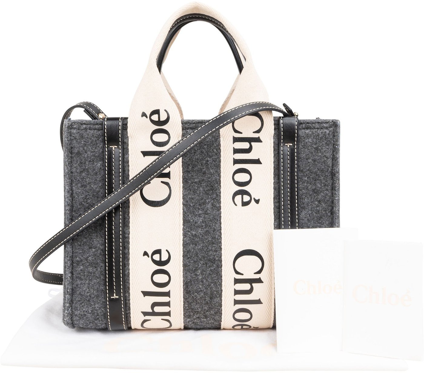 Chloé Felt Small Woody Tote Crossbody Handbag