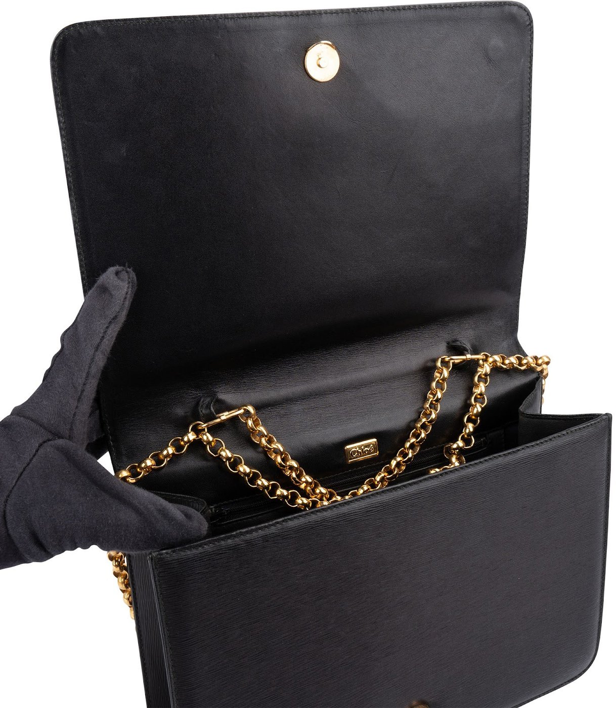 Chloé Ribbed Leather Music Box Flap Crossbody Bag