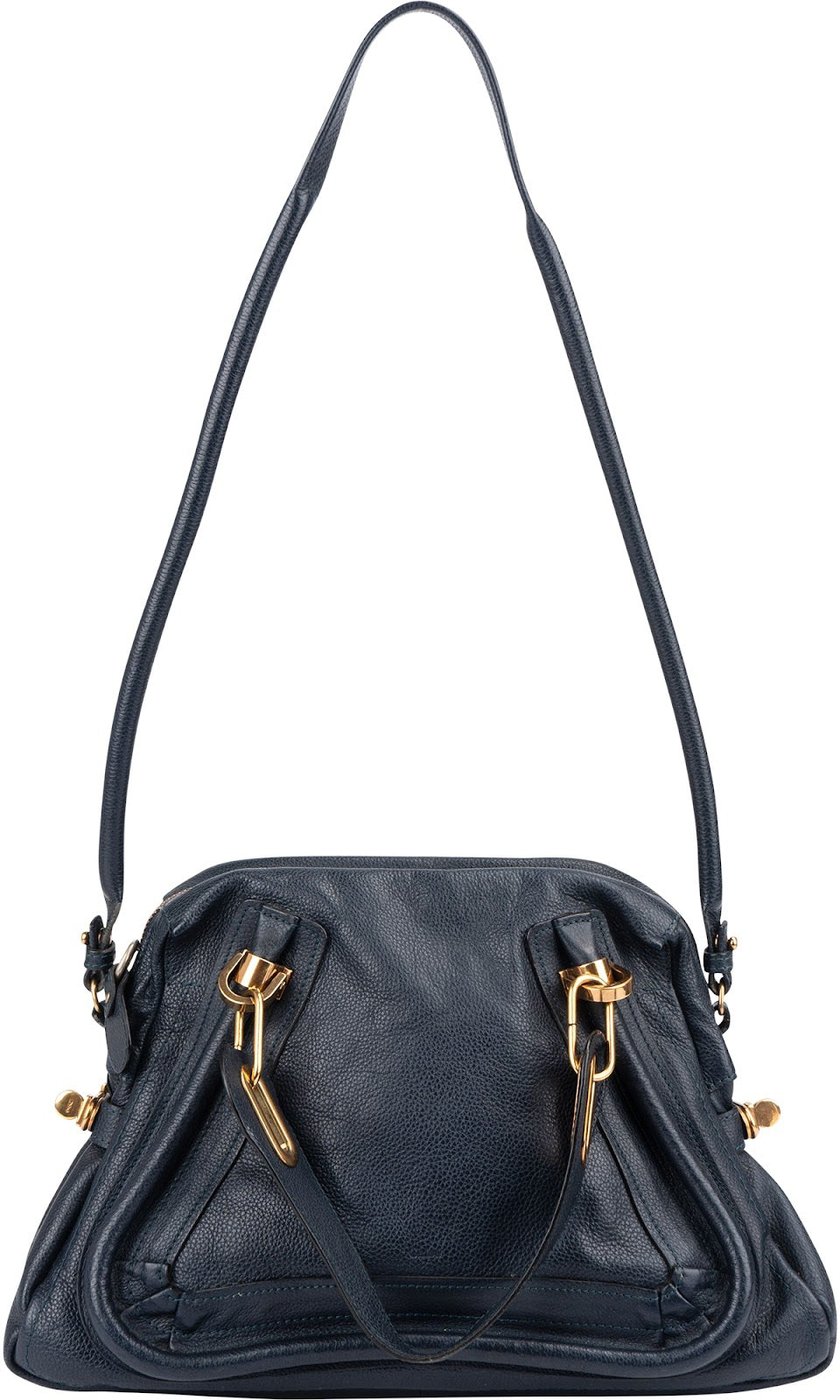 Chloé Blue Pebbled Leather Paraty Handbag