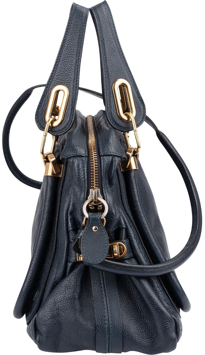 Chloé Blue Pebbled Leather Paraty Handbag
