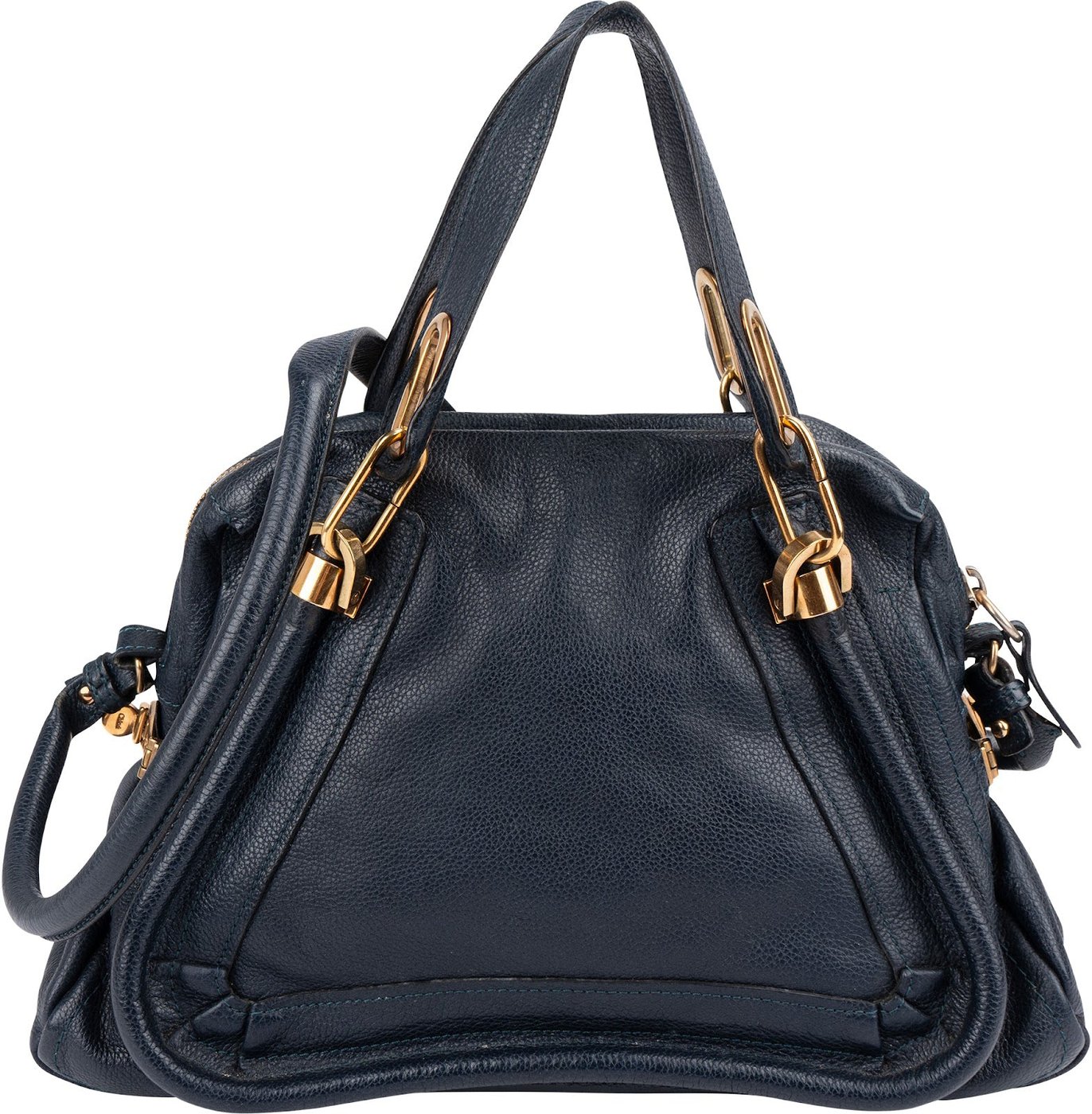 Chloé Blue Pebbled Leather Paraty Handbag