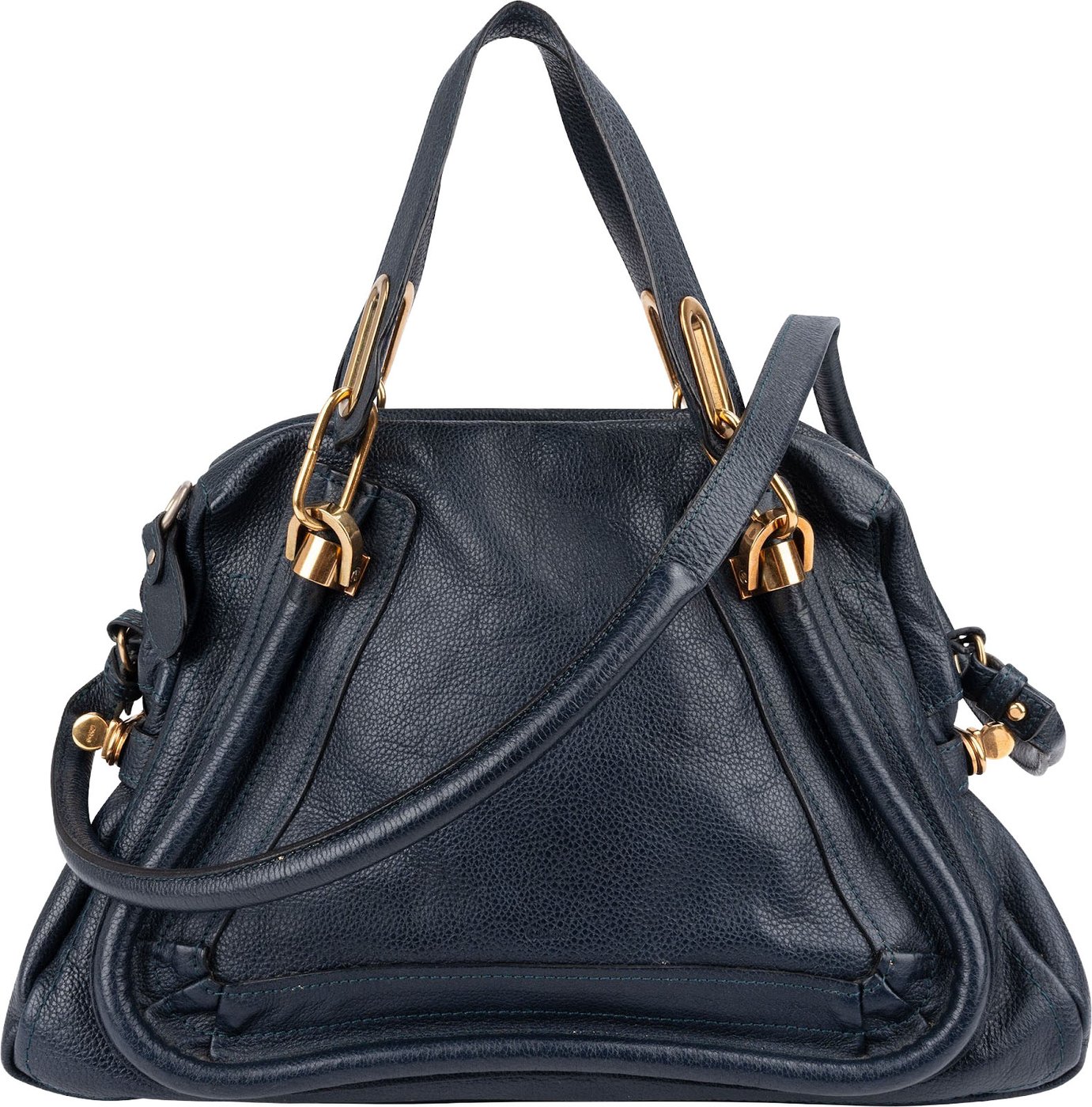 Chloé Blue Pebbled Leather Paraty Handbag