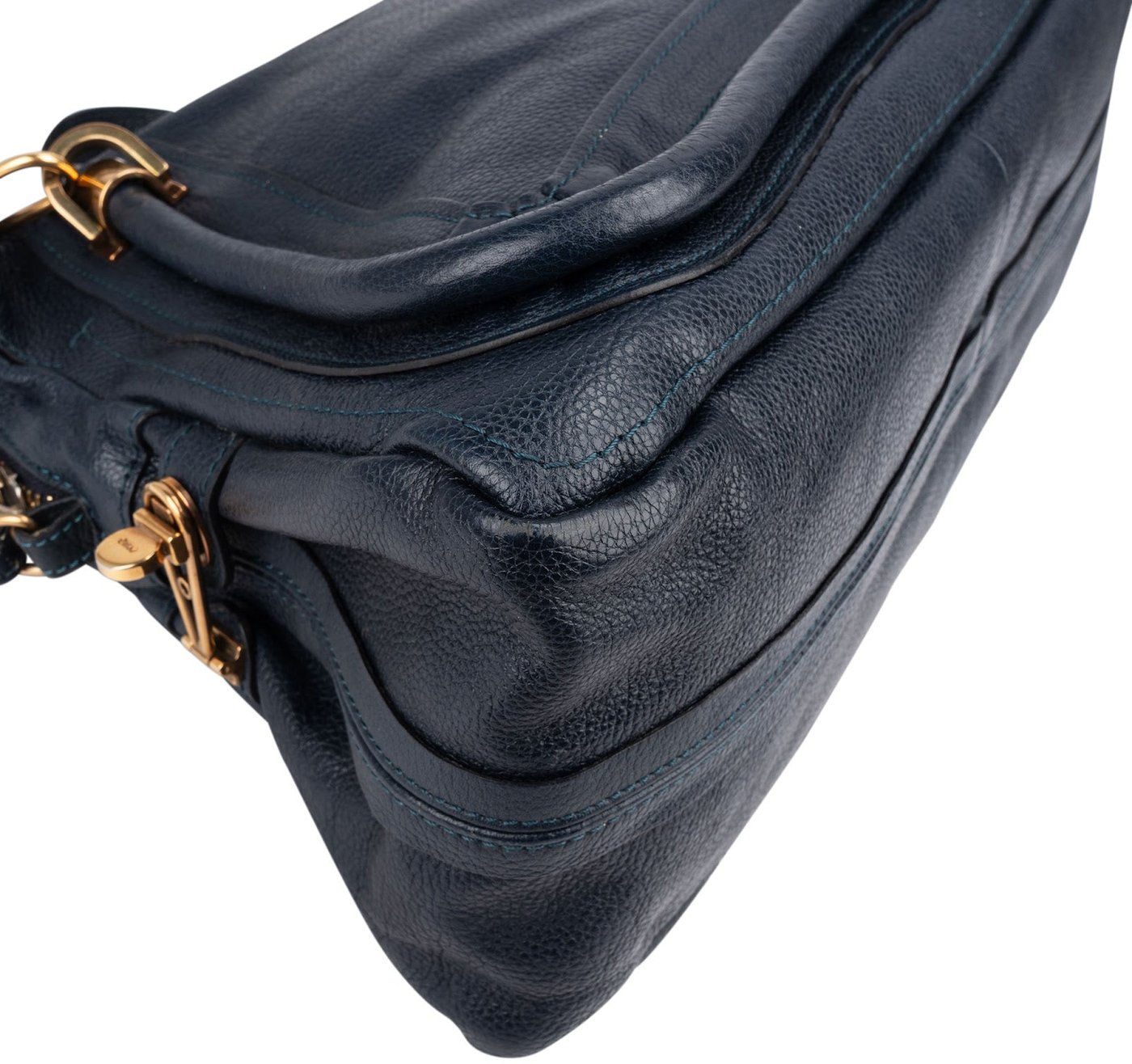 Chloé Blue Pebbled Leather Paraty Handbag