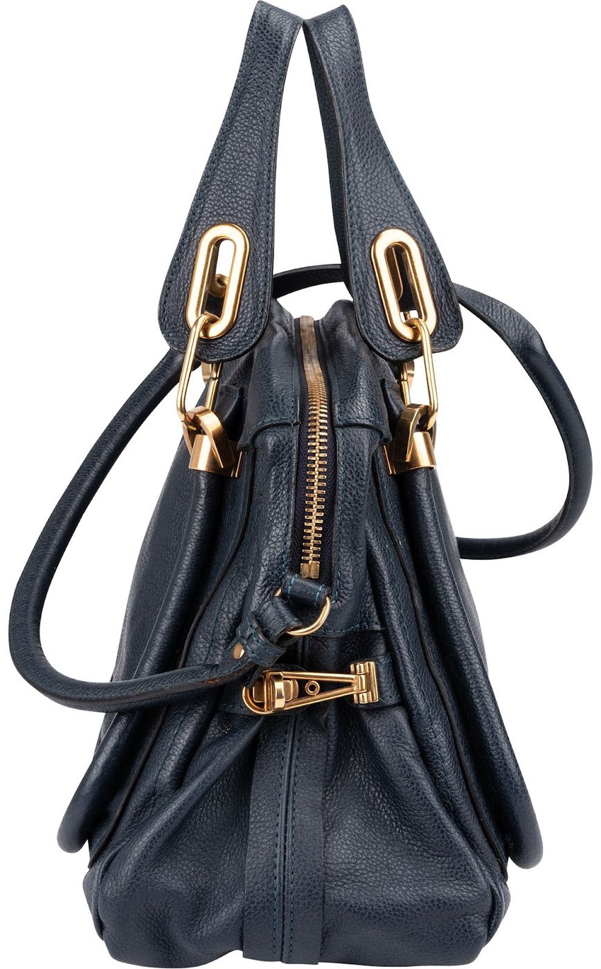 Chloé Blue Pebbled Leather Paraty Handbag