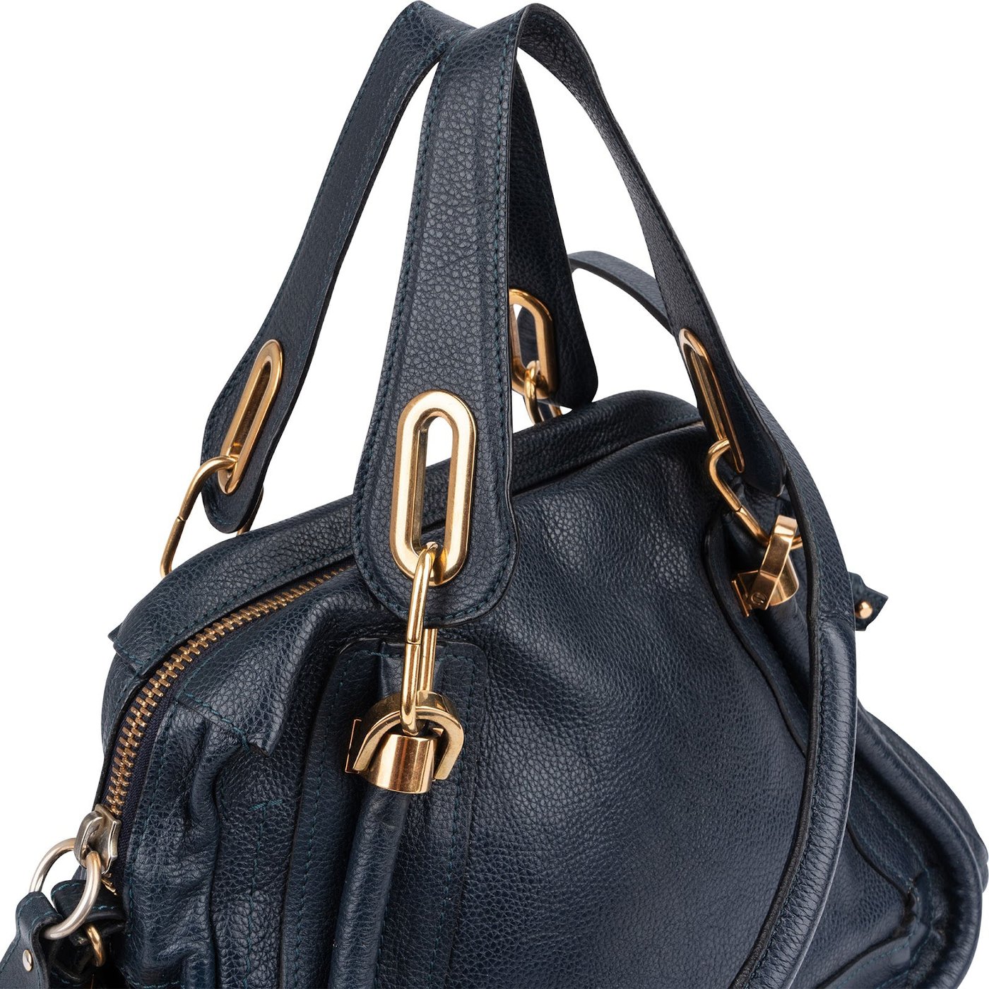 Chloé Blue Pebbled Leather Paraty Handbag