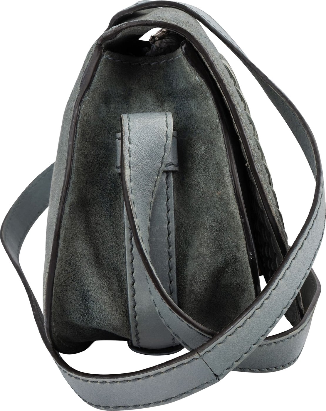 Chloé Suede Woven Leather Mini Marcie Saddle Crossbody Bag