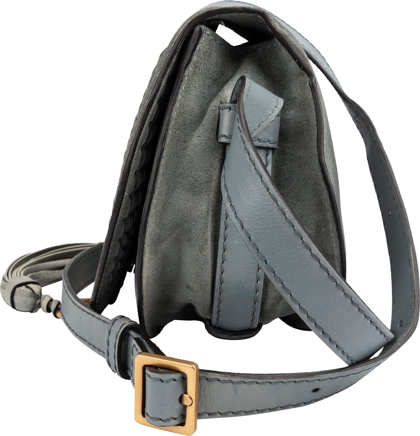 Chloé Suede Woven Leather Mini Marcie Saddle Crossbody Bag