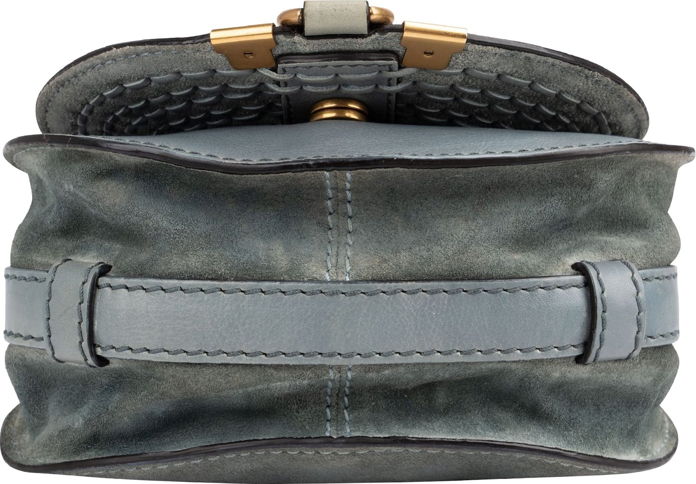 Chloé Suede Woven Leather Mini Marcie Saddle Crossbody Bag